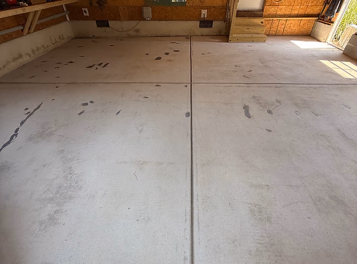 Prepared concrete garage floor before coating installation
